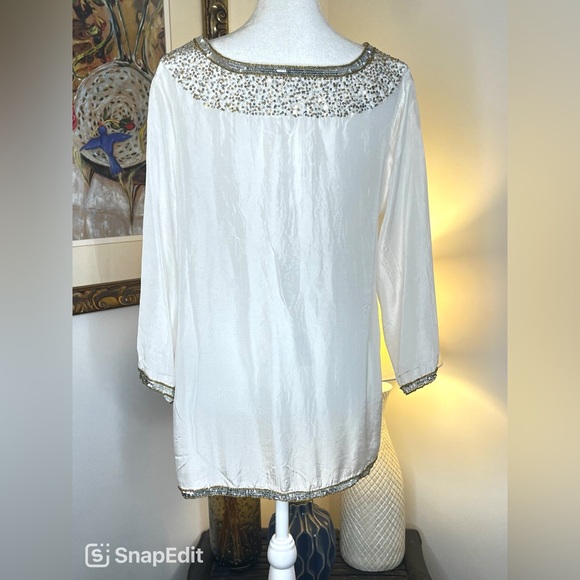 Gretchen Scott Beautiful Silk Beaded Tunic - Starry Night - Picture 10 of 12